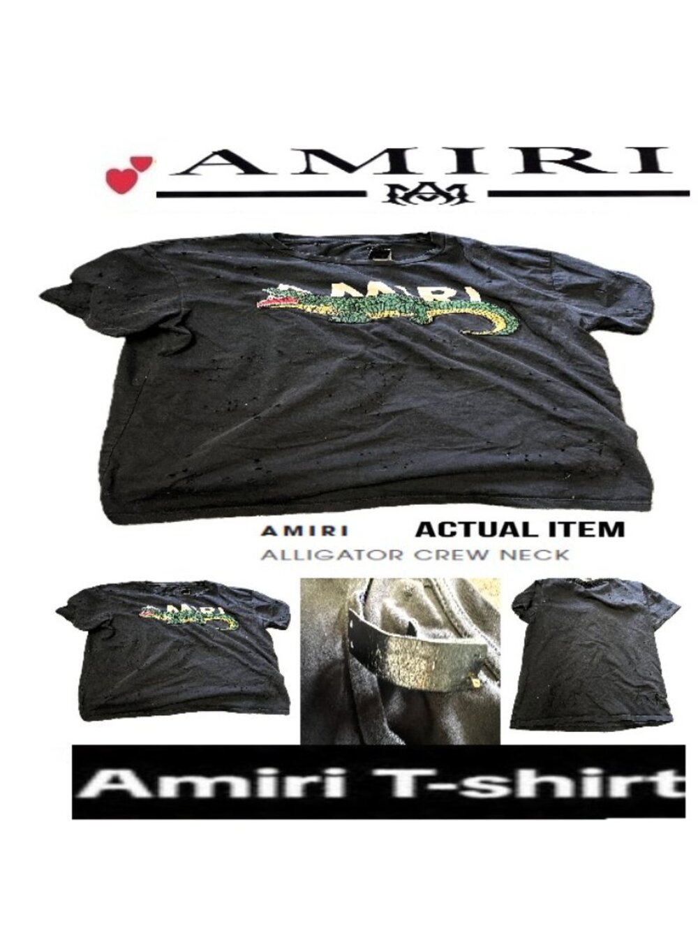 🛑 AMIRI 🆒 ALLIGATOR ➕ T-SHIRT Designer SHIRT Fashion TOP Logo TEE 💸BUY NOW‼️